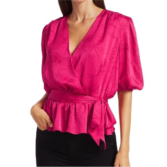 Joie Macie Floral Wrap Blouse In Fuchsia Size XS NEW - Picture 1 of 12